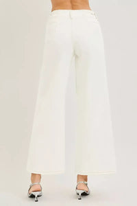 Risen High Rise Cream Wide Leg Pants