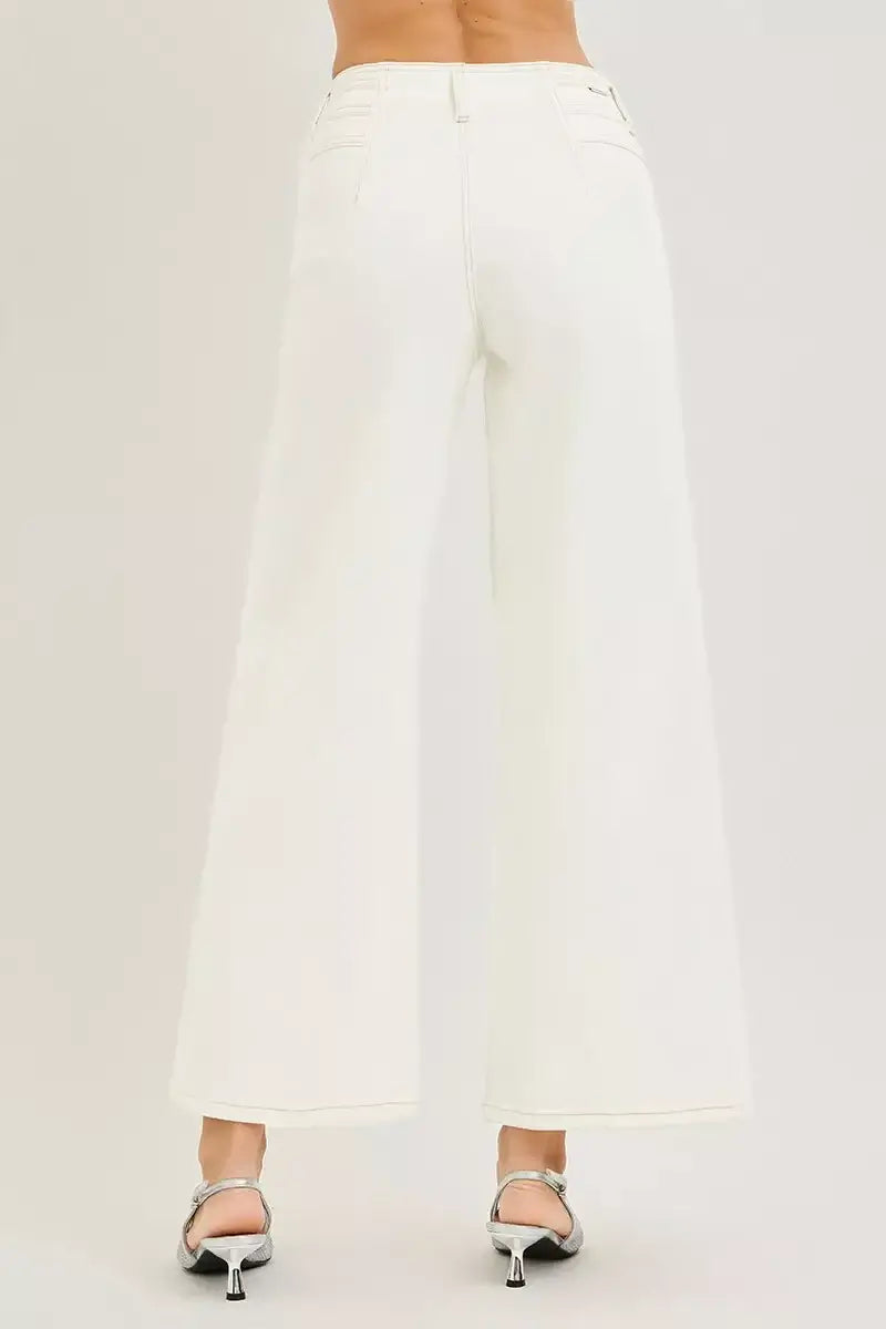 Risen High Rise Cream Wide Leg Pants