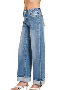 Zenana High Rise Cuffed Wide Leg Jeans DHP-9525MM