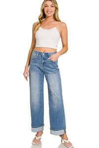 Zenana High Rise Cuffed Wide Leg Jeans DHP-9525MM