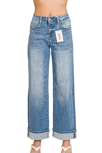 Zenana High Rise Cuffed Wide Leg Jeans DHP-9525MM