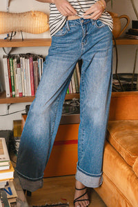 Zenana High Rise Cuffed Wide Leg Jeans DHP-9525MM