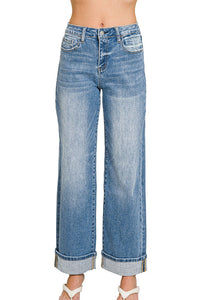 Zenana High Rise Cuffed Wide Leg Jeans DHP-9525MM