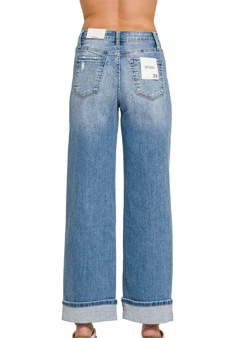 Zenana High Rise Cuffed Wide Leg Jeans DHP-9525MM