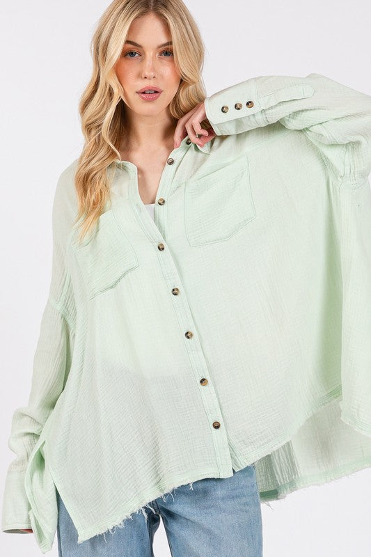 Lime Oversized Button-Down Shirt