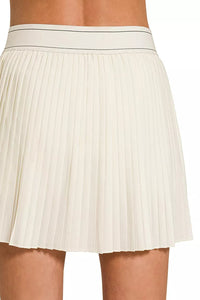 Zenana Woven High Waist Pleated Mini Skirt with Shorts Lining
