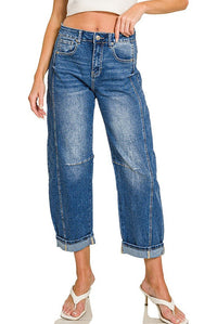 Zenana High Rise Barrel Leg Cropped Jeans DCP-9563MM