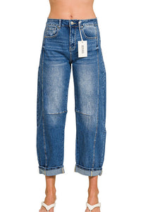 Zenana High Rise Barrel Leg Cropped Jeans DCP-9563MM
