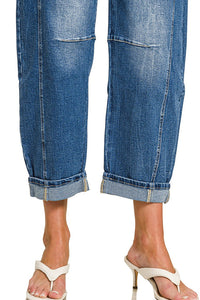 Zenana High Rise Barrel Leg Cropped Jeans DCP-9563MM