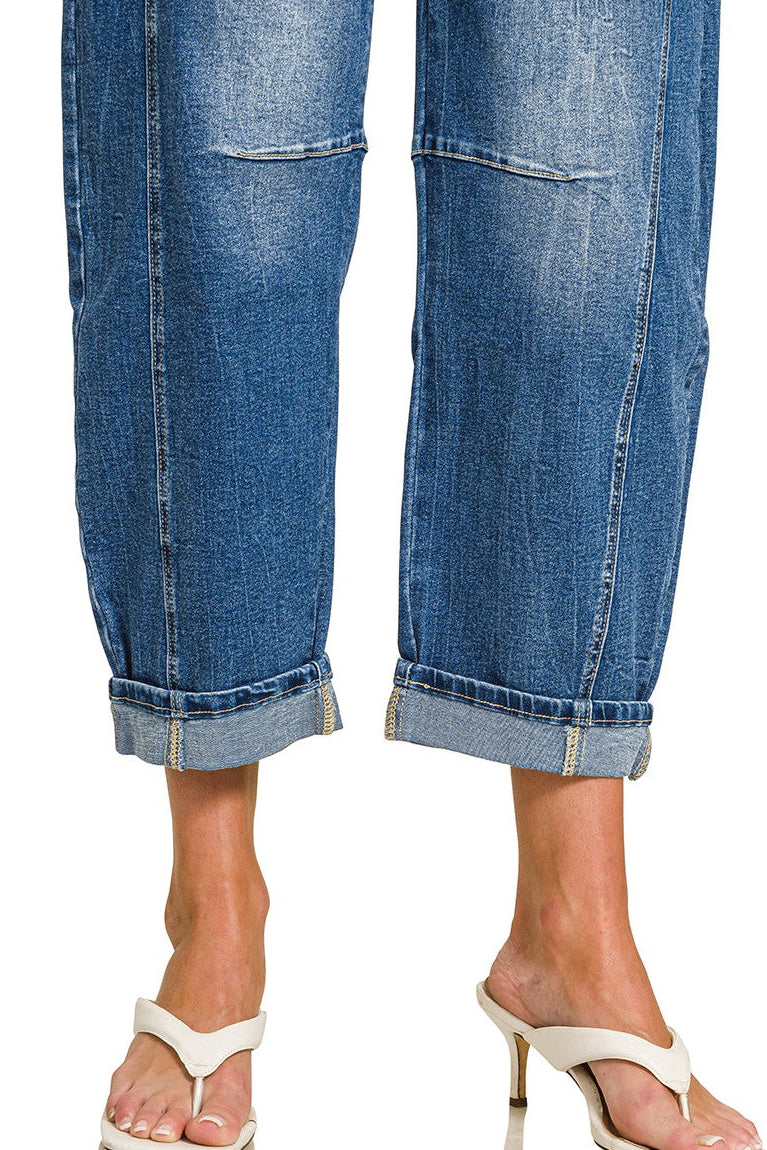 Zenana High Rise Barrel Leg Cropped Jeans DCP-9563MM