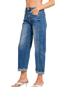 Zenana High Rise Barrel Leg Cropped Jeans DCP-9563MM