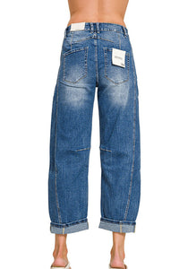 Zenana High Rise Barrel Leg Cropped Jeans DCP-9563MM