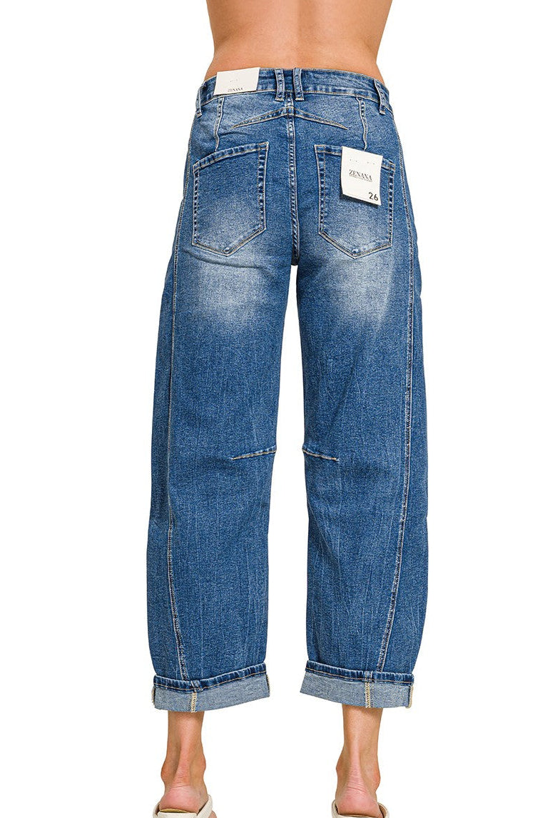 Zenana High Rise Barrel Leg Cropped Jeans DCP-9563MM