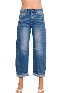 Zenana High Rise Barrel Leg Cropped Jeans DCP-9563MM