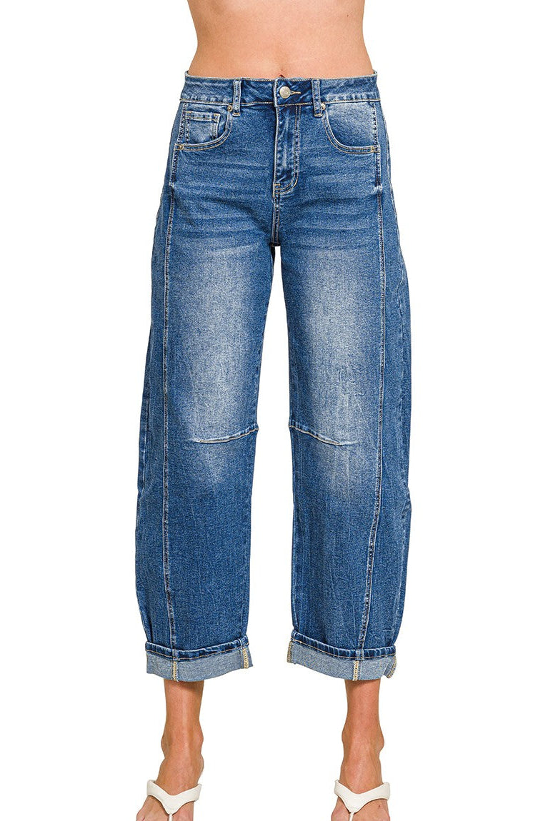 Zenana High Rise Barrel Leg Cropped Jeans DCP-9563MM