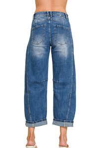 Zenana High Rise Barrel Leg Cropped Jeans DCP-9563MM