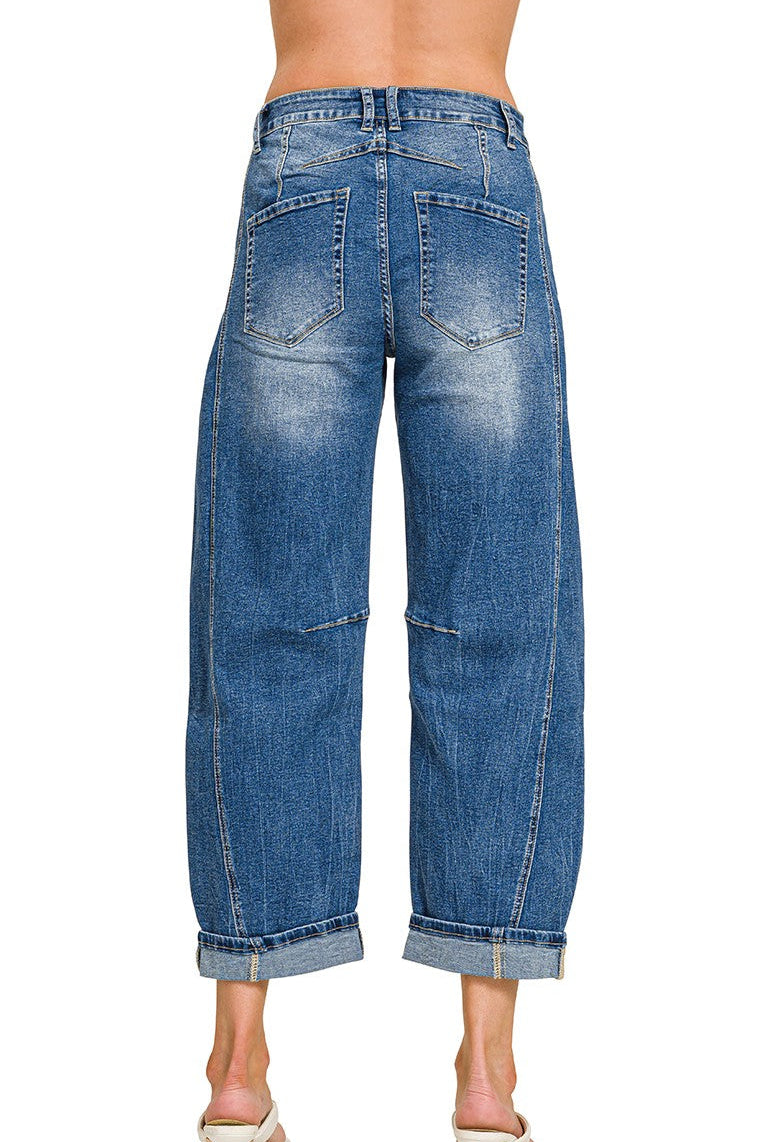 Zenana High Rise Barrel Leg Cropped Jeans DCP-9563MM