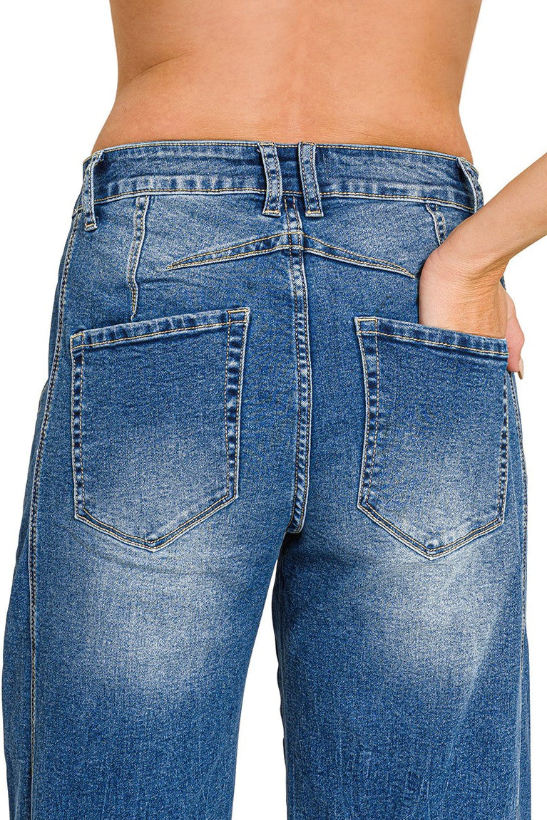 Zenana High Rise Barrel Leg Cropped Jeans DCP-9563MM