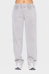 Mono B Elastic Waist Fleece Pants with Pockets. Light Gray fleece sweatpants with an elastic waistband and pockets. 