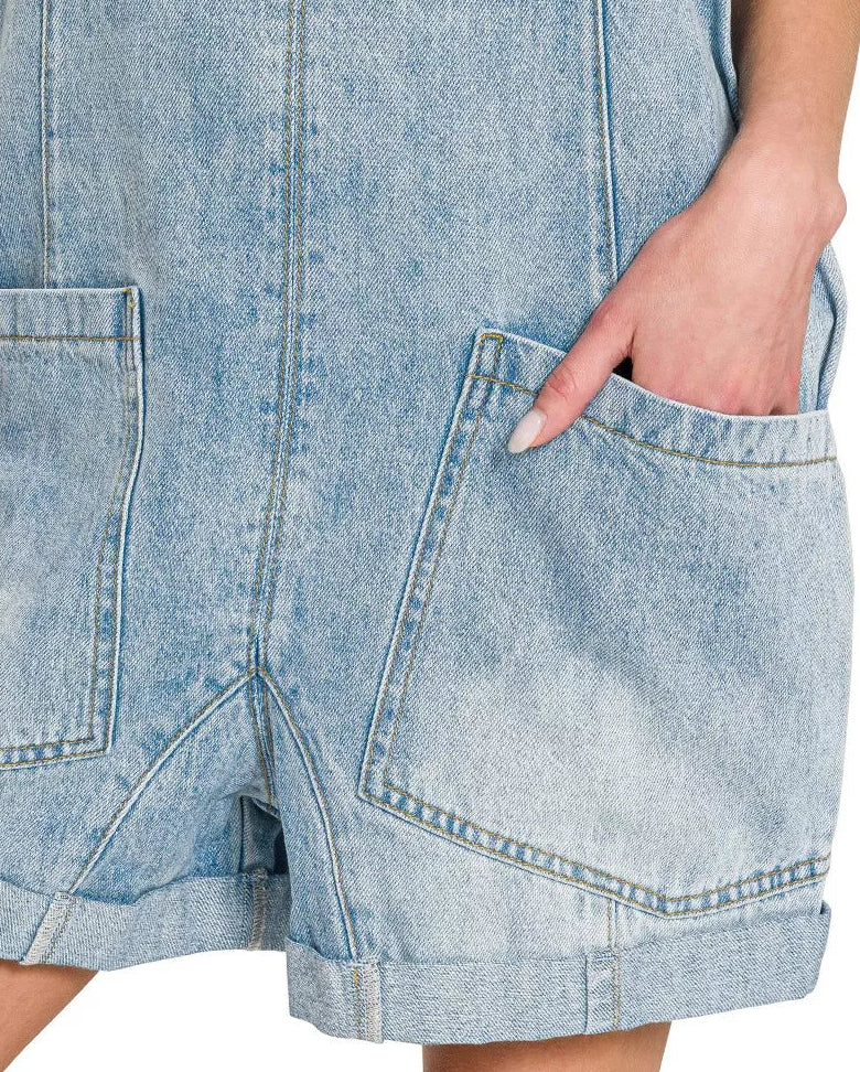 Zenana Denim Short Overalls