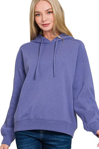 Relaxed Fit Basic Fleece Hoodie in Marlin Blue
