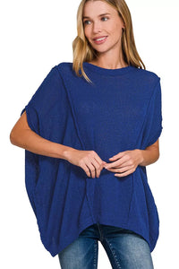 Zenana Light Navy Oversized Short Sleeve Knit Top