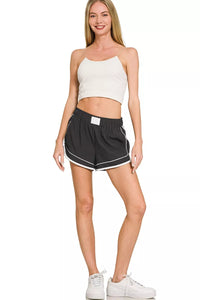 Zenana Soft Woven Lined Dolphin Shorts in Black