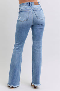 Judy Blue High Rise Raw Hem Bootcut Jeans Back