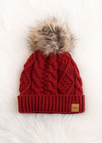 Cabernet Cable Knit Fleece Lined Hat