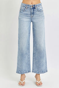 RISEN High Rise Tummy Control Crop Wide Leg Jeans