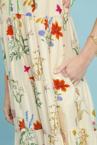 Floral Scalloped Detail Ruffle Tiered Midi Dress