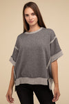 Contrast Trim Drop Shoulder Casual Top