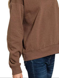 Quarter Zip Fleece Sweatshirt in Brown