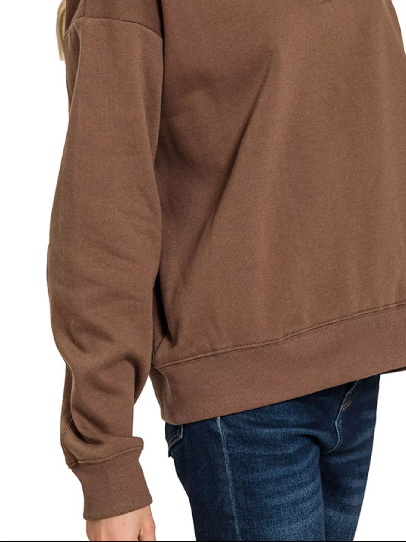 Quarter Zip Fleece Sweatshirt in Brown