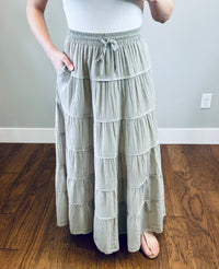 Traveler Tiered Cotton Gauze Maxi Skirt - Mint