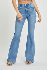 RISEN High Rise Raw Hem Bootcut Jeans