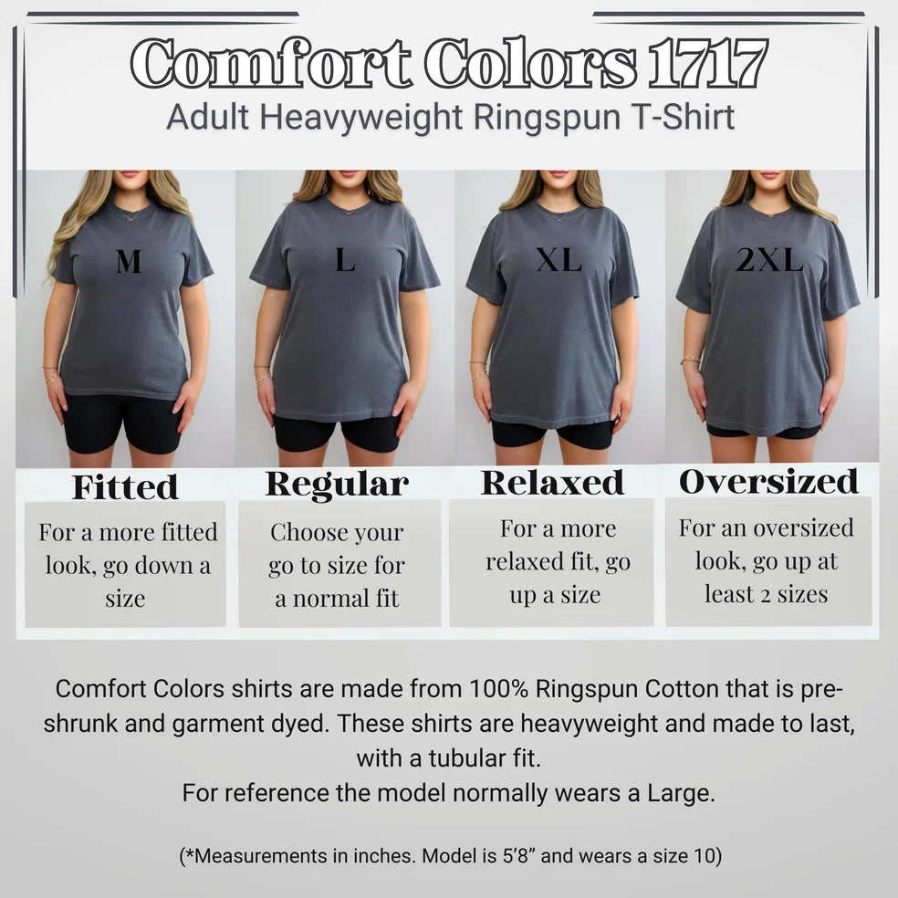 Comfort Colors Tee Size Chart