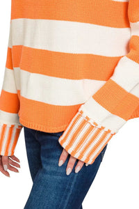 Zenana Ribbed Striped Mock Neck Sweater