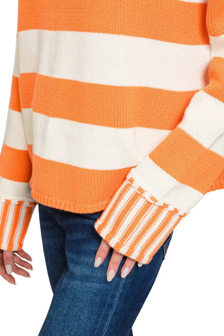 Zenana Ribbed Striped Mock Neck Sweater