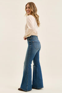 Judy Blue High Rise Double Button Tummy Control Jacqueline Flare Jeans 881125