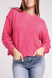 Brynn Brushed Melange Hacci Hi-Low Hem Sweater