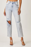 RISEN High Rise Acid Wash Distressed Relaxed Jeans