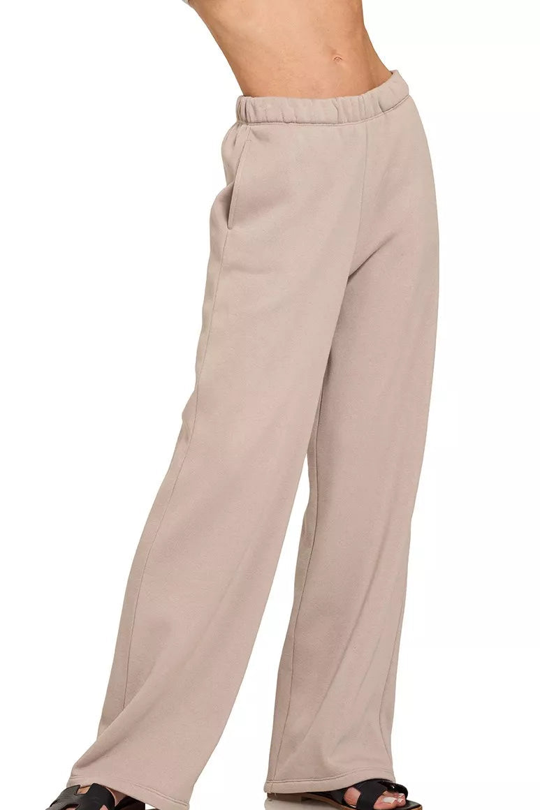 Fleece Sweatpants with Pockets in Ash Mocha