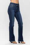 Judy Blue High Rise Double Button Frayed Hem Bootcut Jeans