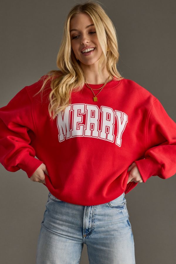 Merry Varsity Sweatshirt in Red