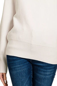 Zenana Off White Mock Neck Exposed Seam Sweater
