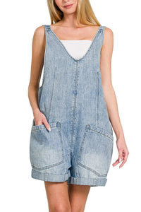 Zenana Denim Short Overalls with Pockets