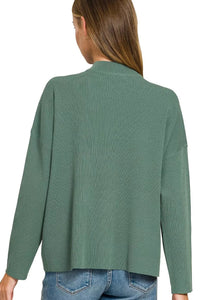 Viscose Sweater Knit Top & Pants Two-Piece Set in Ash Jade