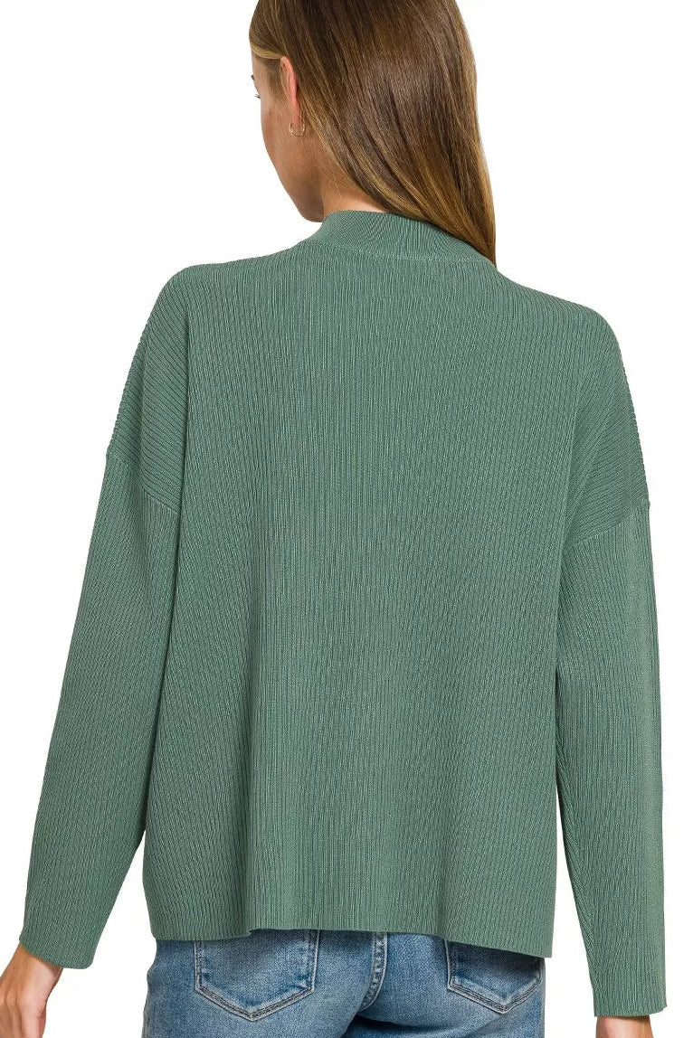 Viscose Sweater Knit Top & Pants Two-Piece Set in Ash Jade