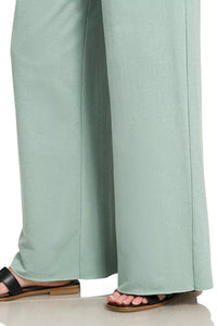 Zenana Exposed Seam French Terry Wide Leg Sweatpants - Ash Blue